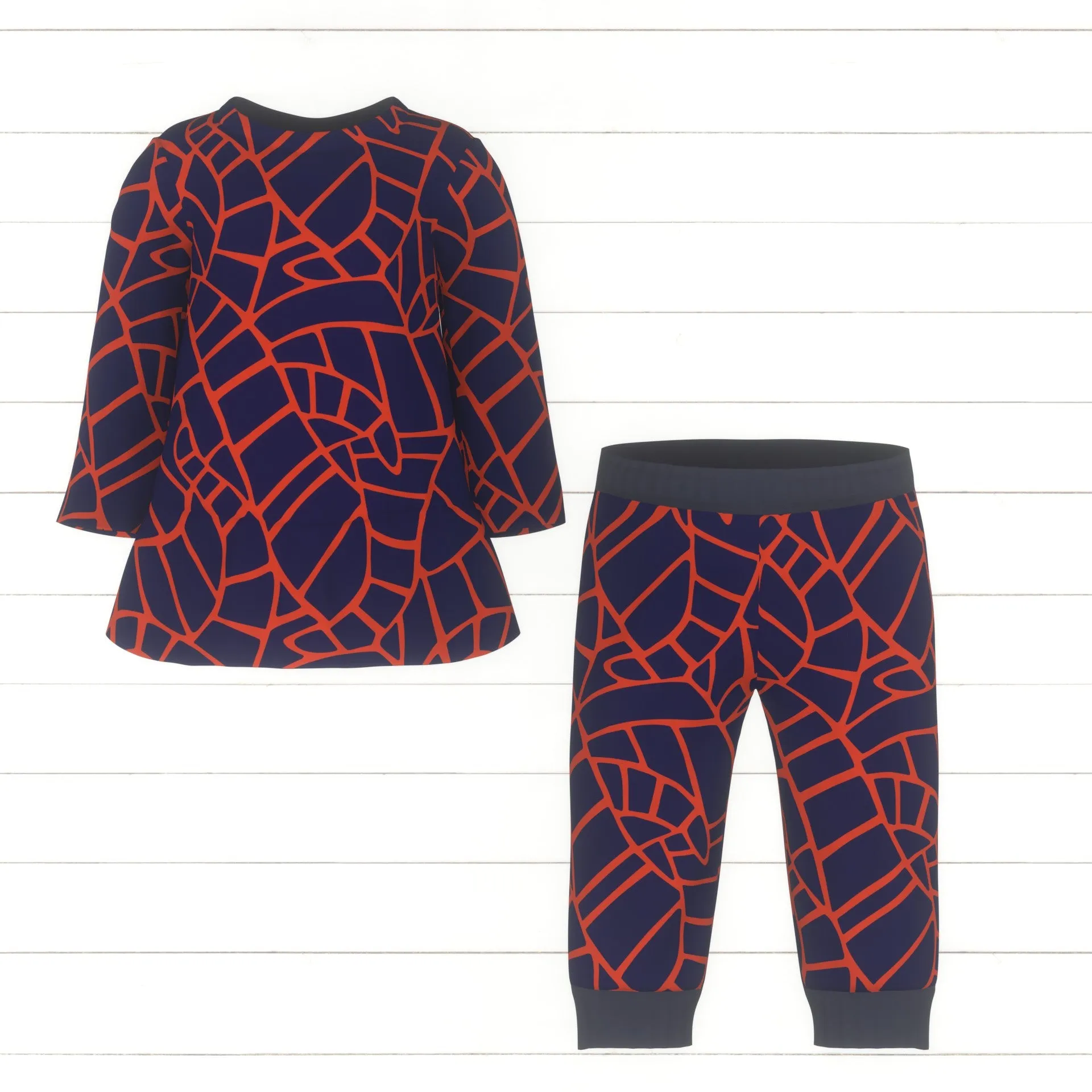 1  Abstract coati tails print - bold animal print navy blue and red