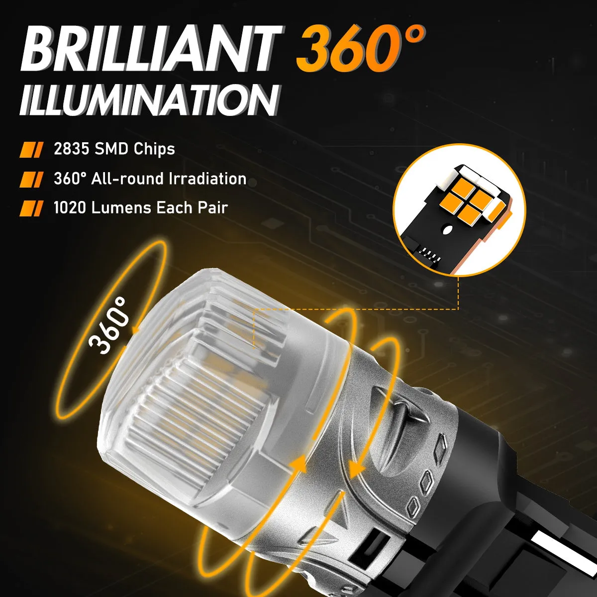 1157 P215W BAY15D BA15D 180° LED Bulbs for Rear Front Turn Signal Lights - Yellow