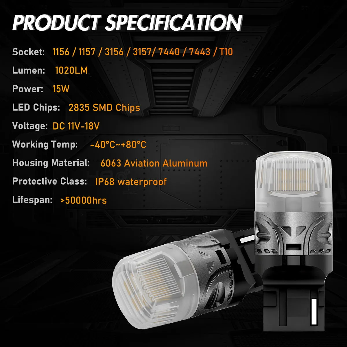 1157 P215W BAY15D BA15D 180° LED Bulbs for Rear Front Turn Signal Lights - Yellow