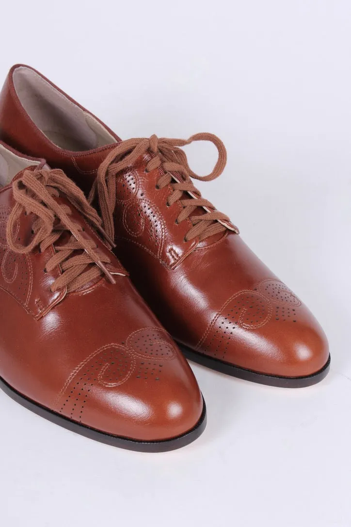 1930s everyday Oxford shoes, Cognac brown, Juliette