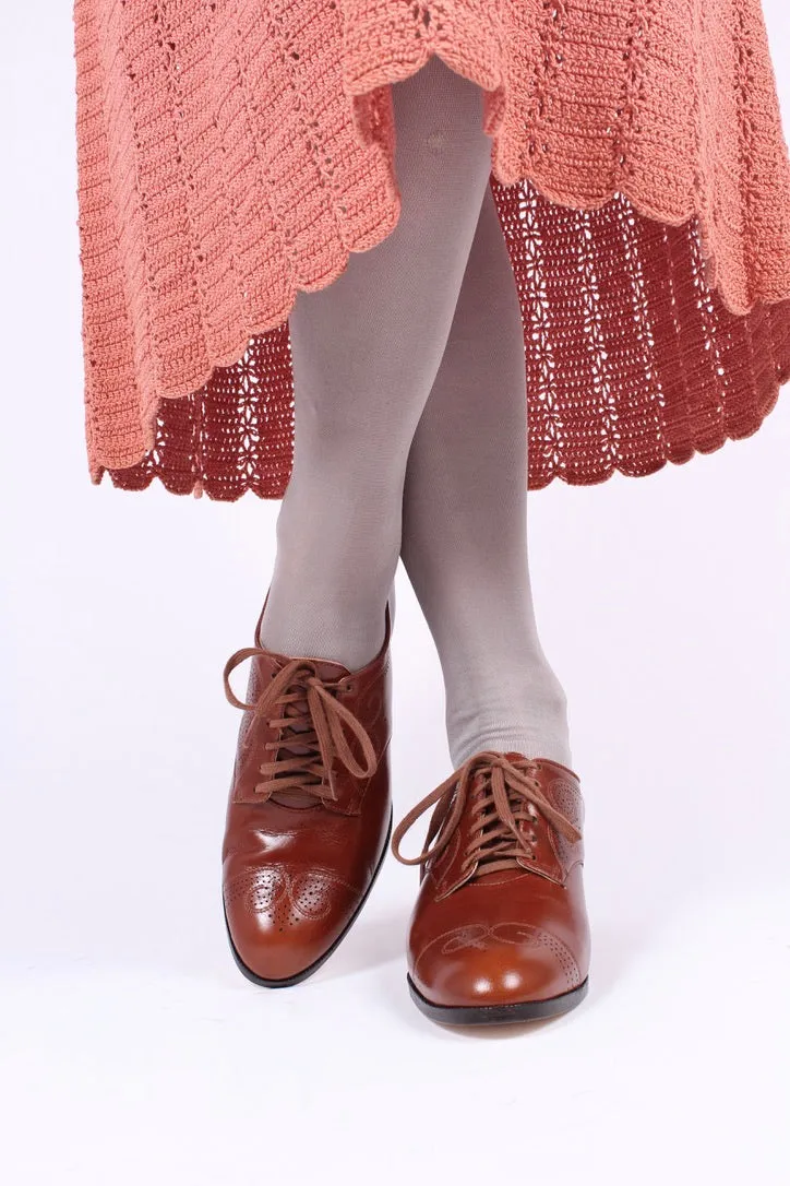 1930s everyday Oxford shoes, Cognac brown, Juliette