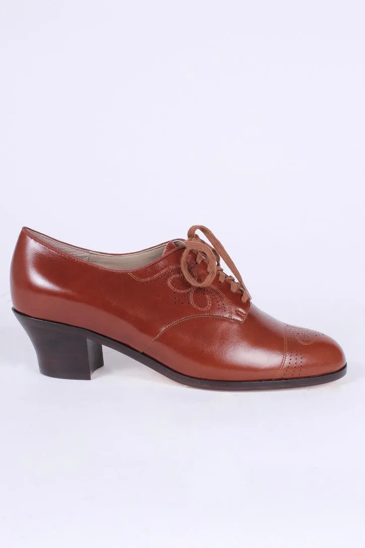 1930s everyday Oxford shoes, Cognac brown, Juliette