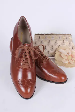 1930s everyday Oxford shoes, Cognac brown, Juliette