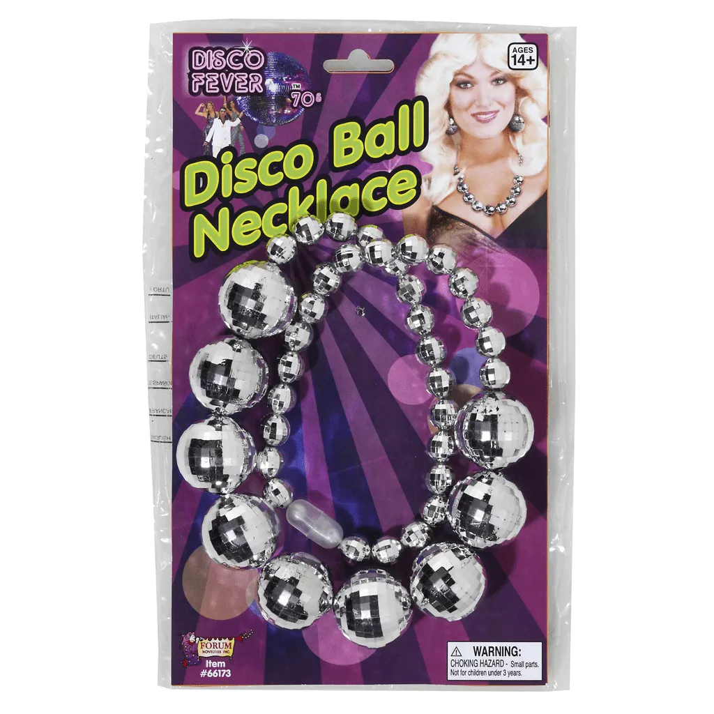 1970s Disco Ball Necklace Costume Jewelry