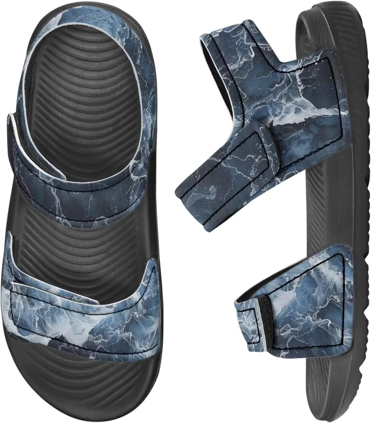2025 Fashion Toddler Boys' Double Hook and Loop Sandals with Print, Anti-Slip, Comfort, Stable for Learning Walking