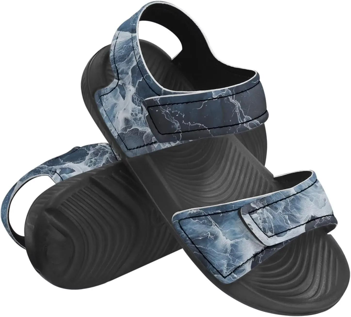 2025 Fashion Toddler Boys' Double Hook and Loop Sandals with Print, Anti-Slip, Comfort, Stable for Learning Walking