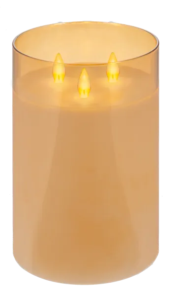 3 Flame Flameless LED Candle in Gold Glass