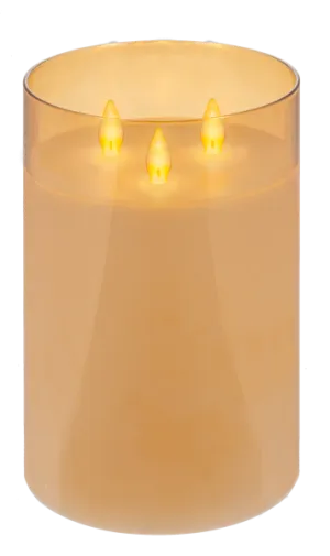 3 Flame Flameless LED Candle in Gold Glass