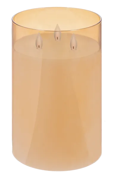 3 Flame Flameless LED Candle in Gold Glass