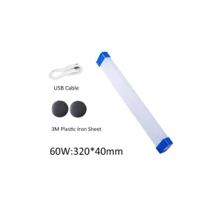 30/60W LED Portable USB Rechargeable Work Light Tube Outdoor Camping Hiking Lamp