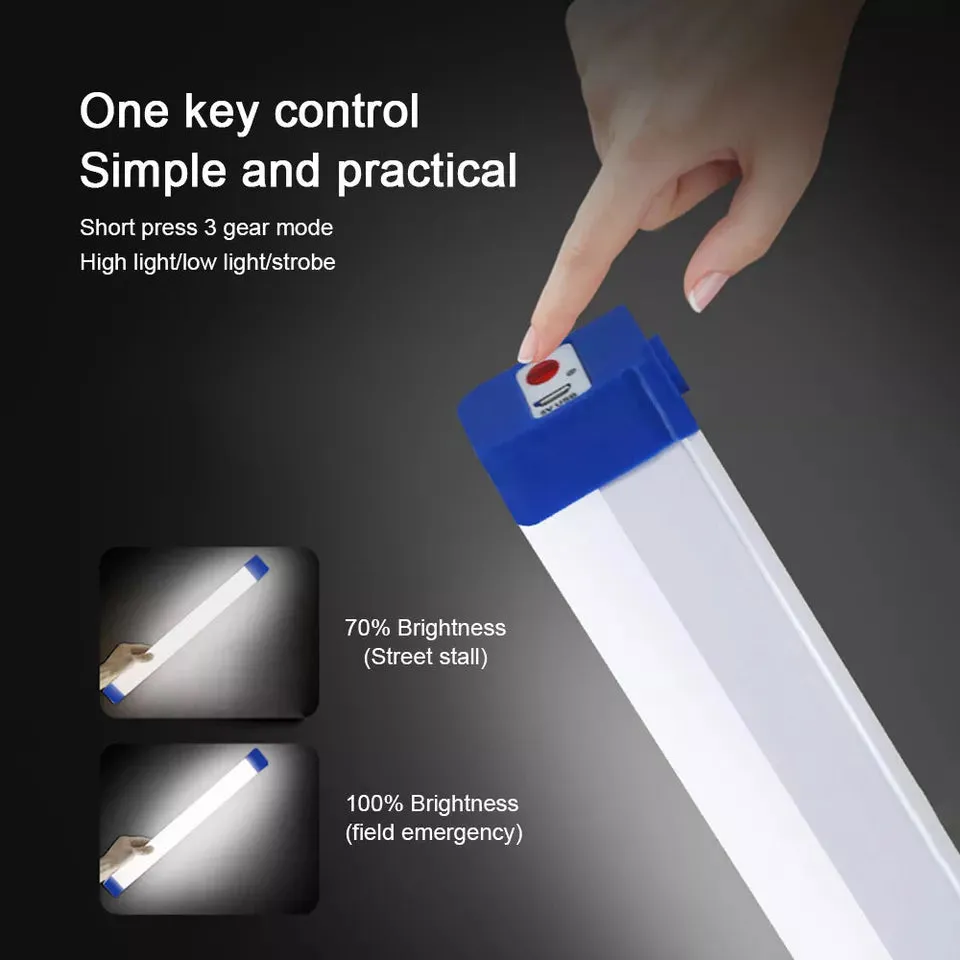 30/60W LED Portable USB Rechargeable Work Light Tube Outdoor Camping Hiking Lamp