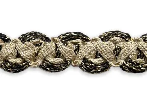3/4" Cappuccino & Black Braided Trim (Made in USA)