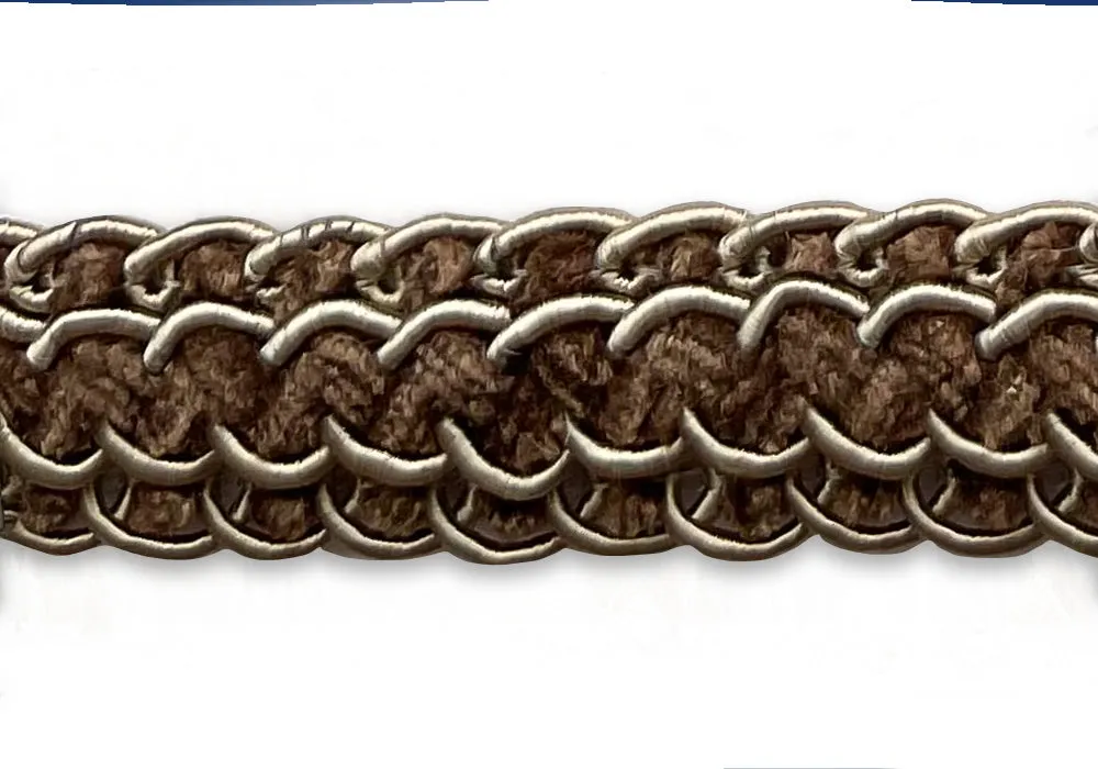 3/4" Elaborate Milk Chocolate & Sand Braided Trim (Made in USA)