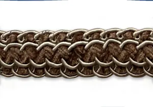 3/4" Elaborate Milk Chocolate & Sand Braided Trim (Made in USA)