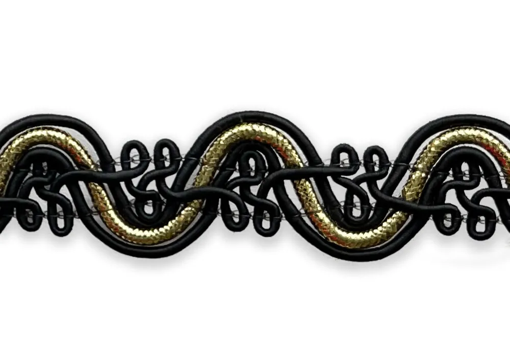 3/4" Metallic Gold Serpentine Waves Trim (Made in USA)