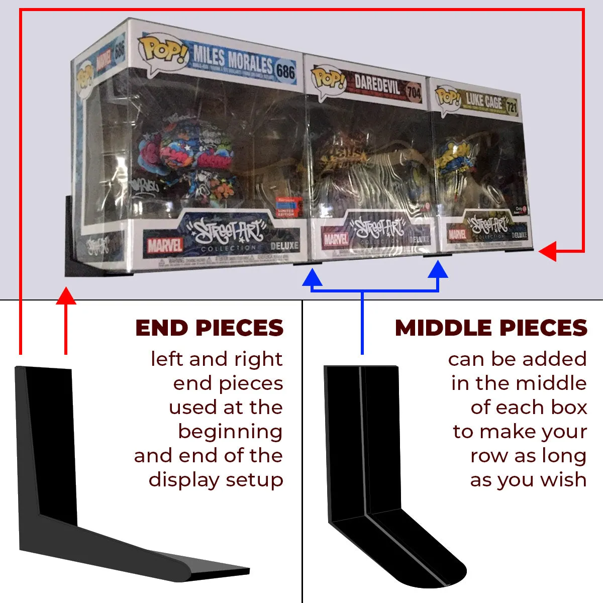 3D Floating Pop Shelf for 6 inch Super Size Funko Pop Boxes (3in high x 4in deep)