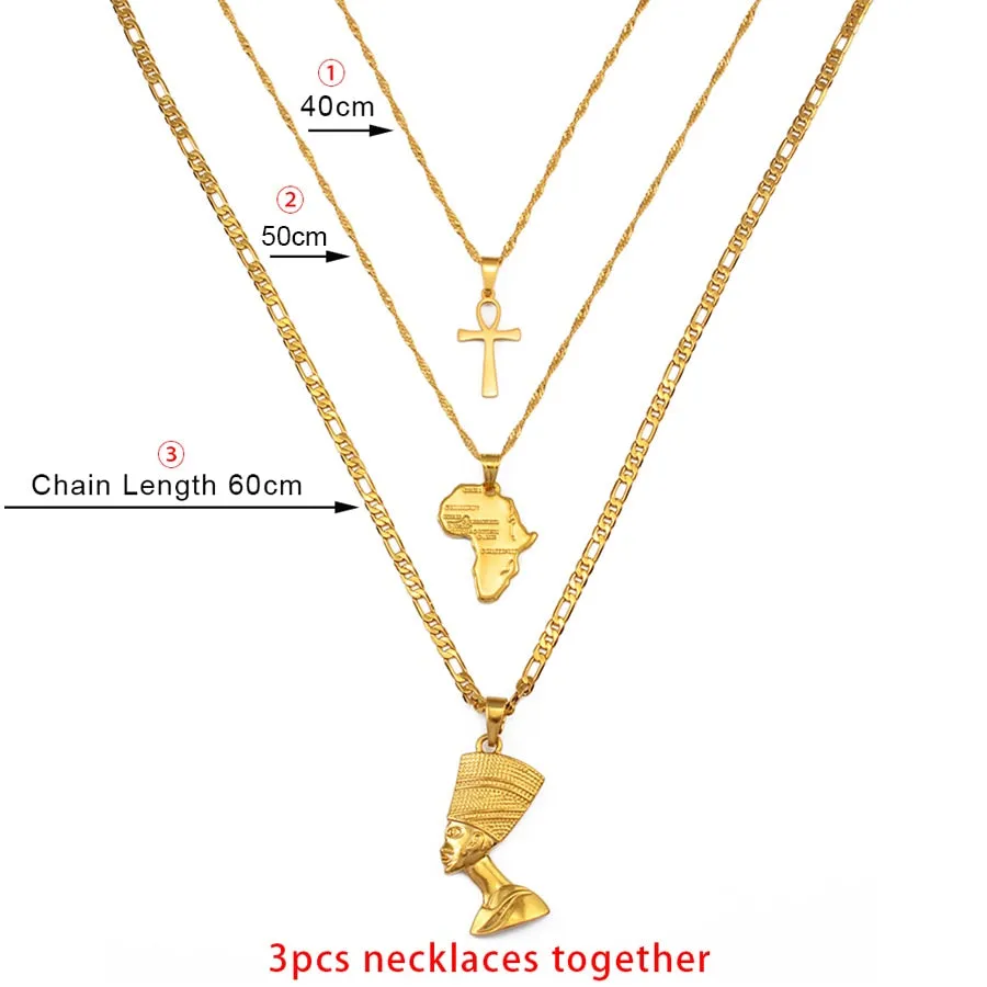 3pcs Necklaces Together  Africa Map Pendant