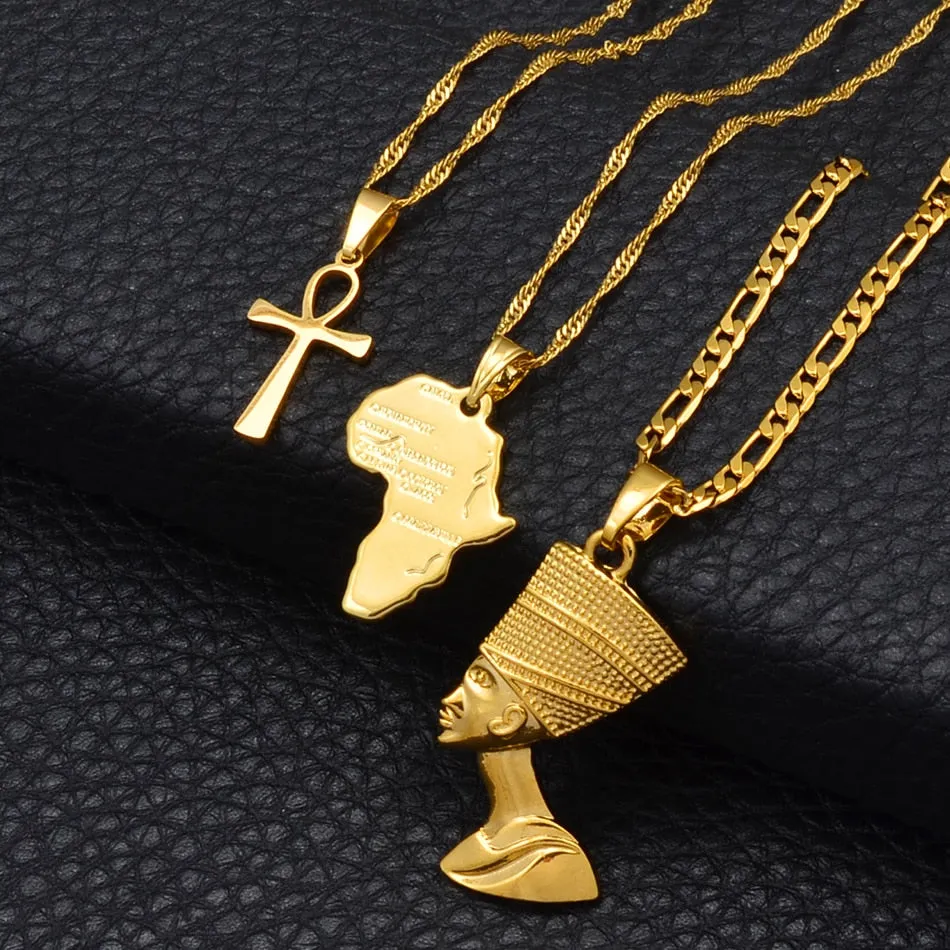 3pcs Necklaces Together  Africa Map Pendant