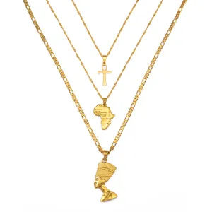 3pcs Necklaces Together  Africa Map Pendant