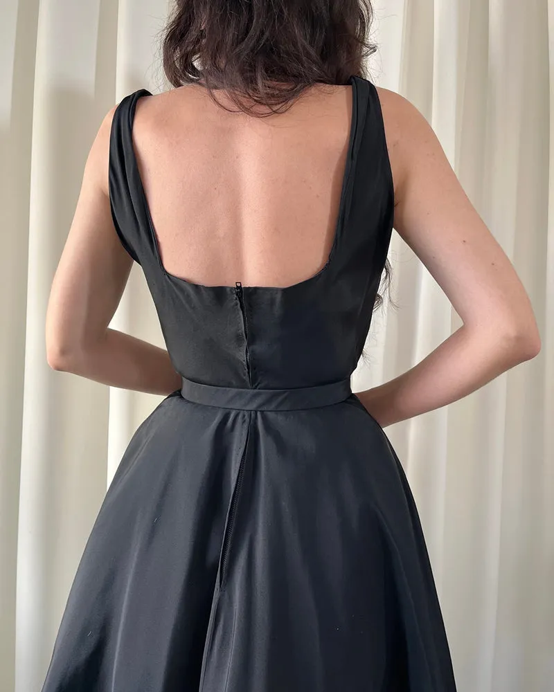 50s Jacques Griffe Black Dress | S