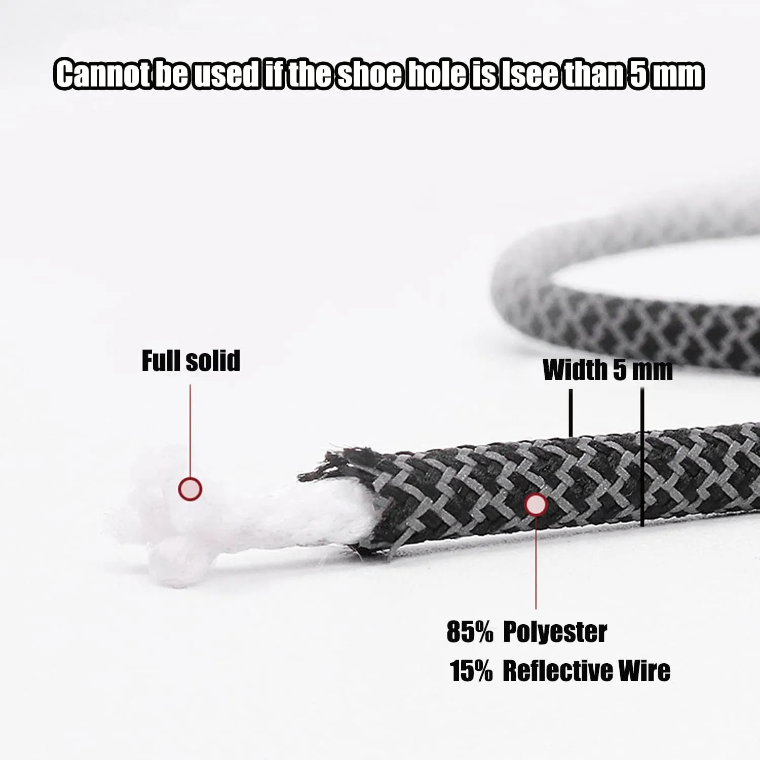 6 Pairs Sport Round Shoe Laces Reflective