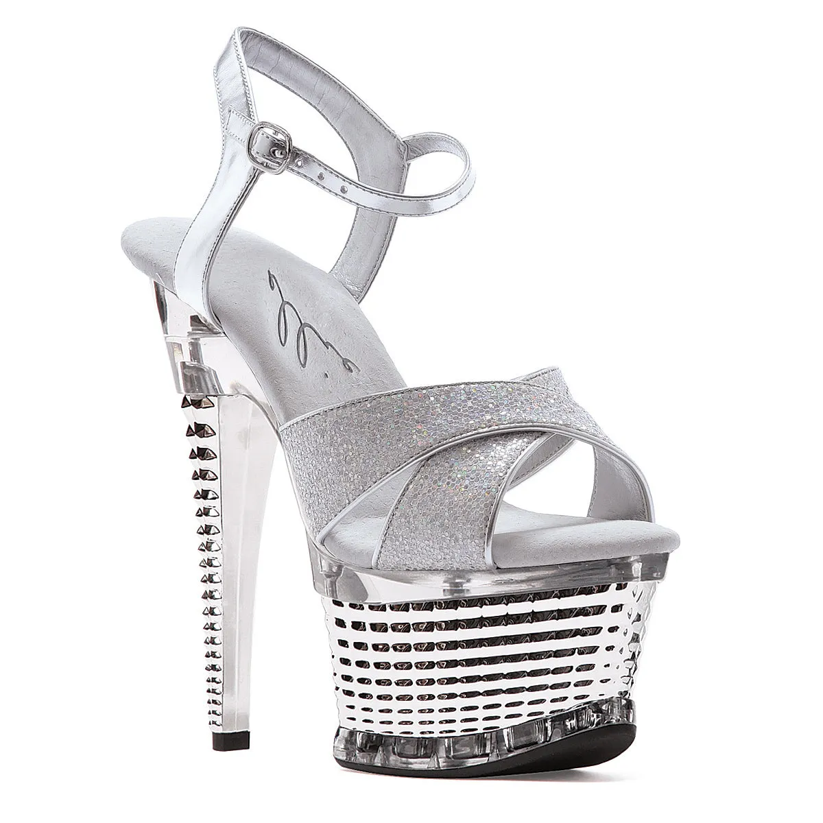 649-DISCO 6" CROSSED STRAP TEXTURED PLATFORM