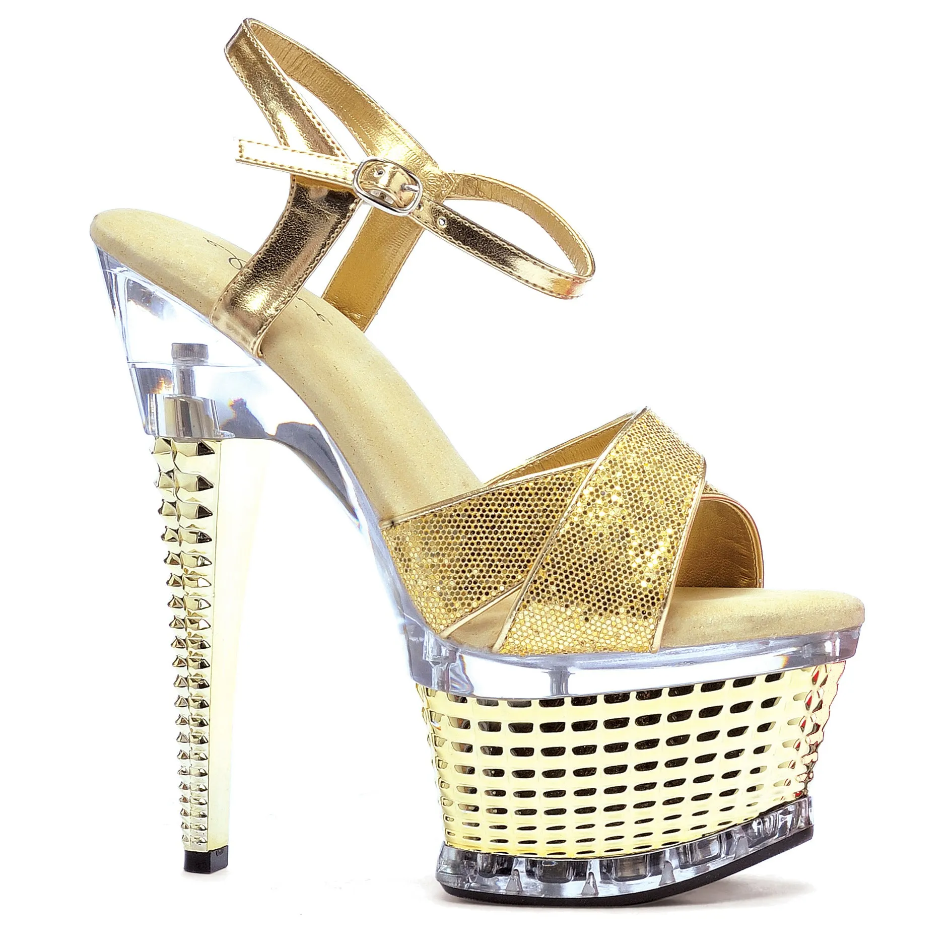 649-DISCO 6" CROSSED STRAP TEXTURED PLATFORM