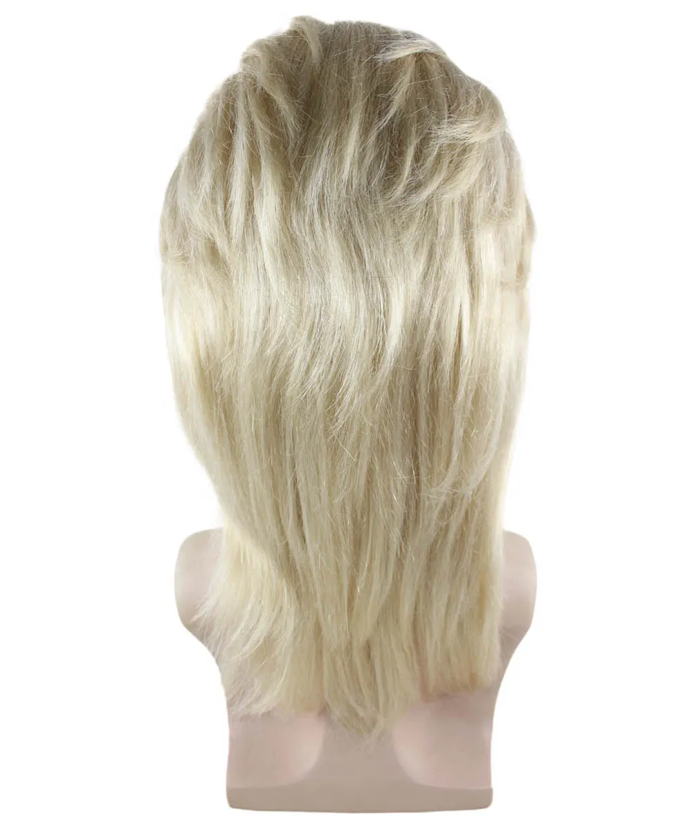 70's Mens Wig With Mustache | Blonde Retro Wig  Breathable Standard Cap