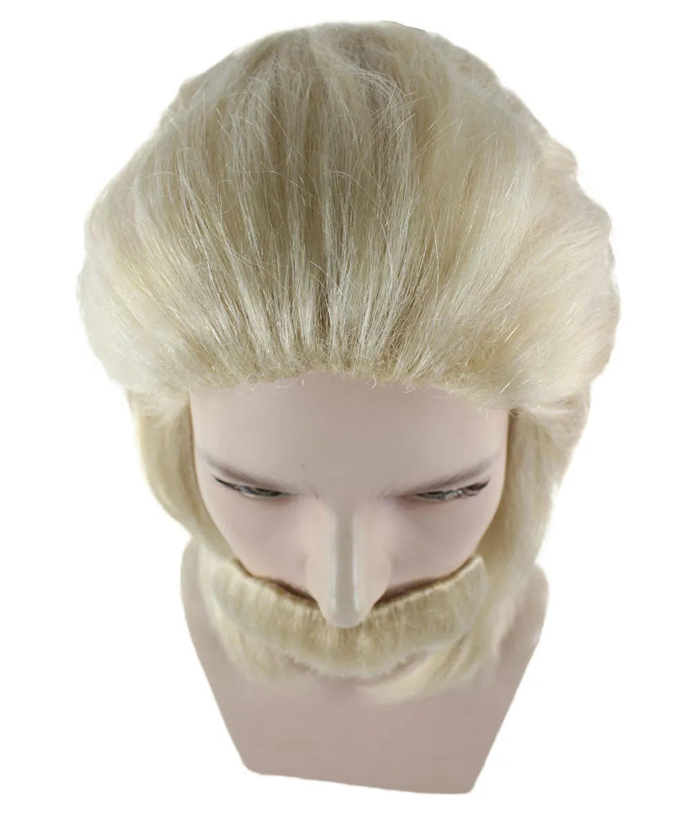 70's Mens Wig With Mustache | Blonde Retro Wig  Breathable Standard Cap