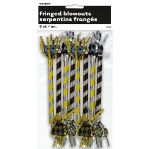 8 Pack Black / Silver / Gold Assorted Fancy Striped Blowouts