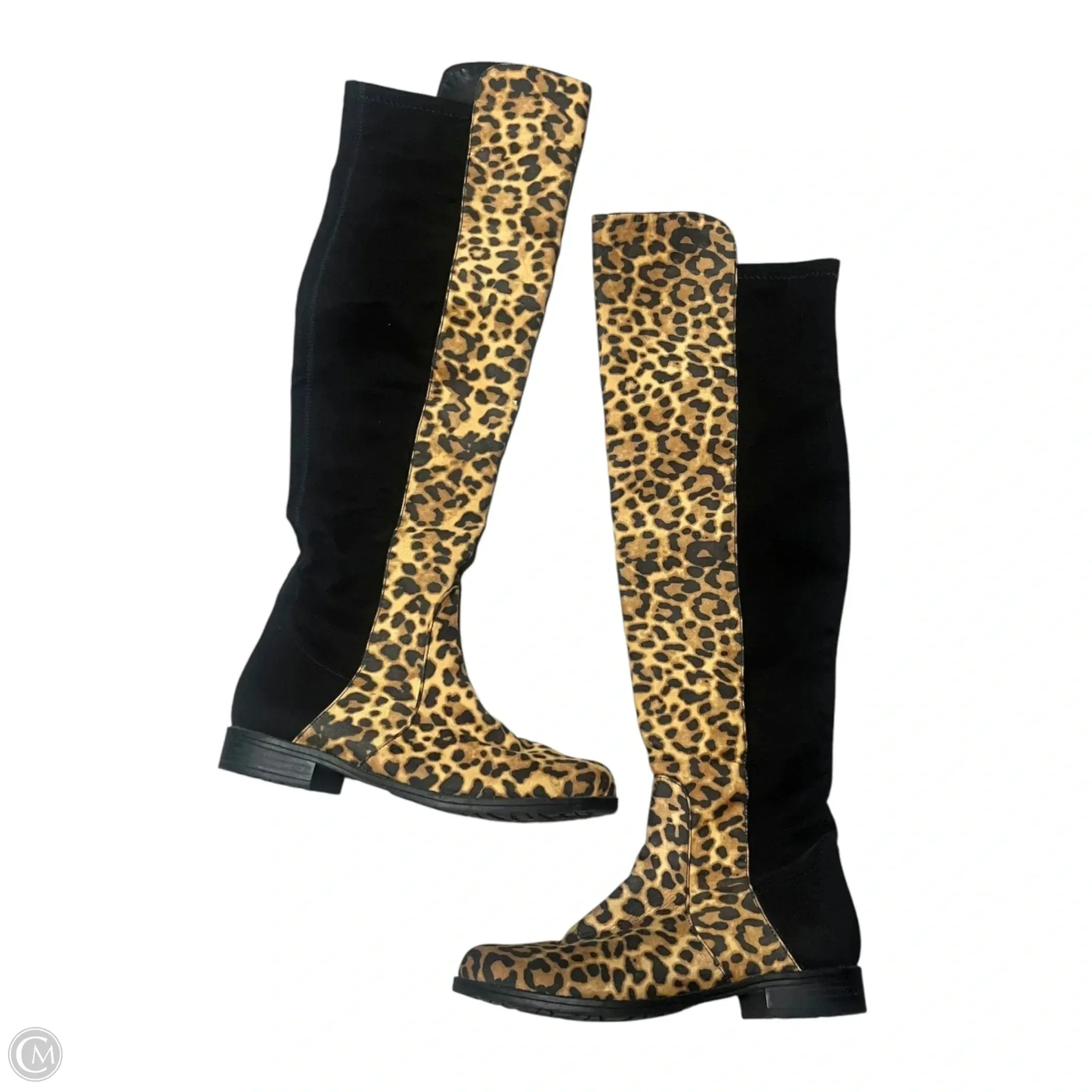 Skin Hug Seamless Comfort Winter Walker Boots Knee Heels By Unisa In Animal Print, Size: 6