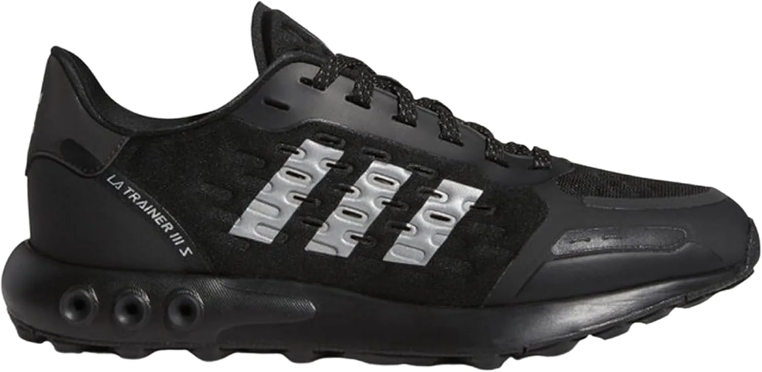 Adidas Originals LA Trainer III Big Kids Youth Grade School Running Shoes Sneaker (4, Numeric_4) Black/Silver