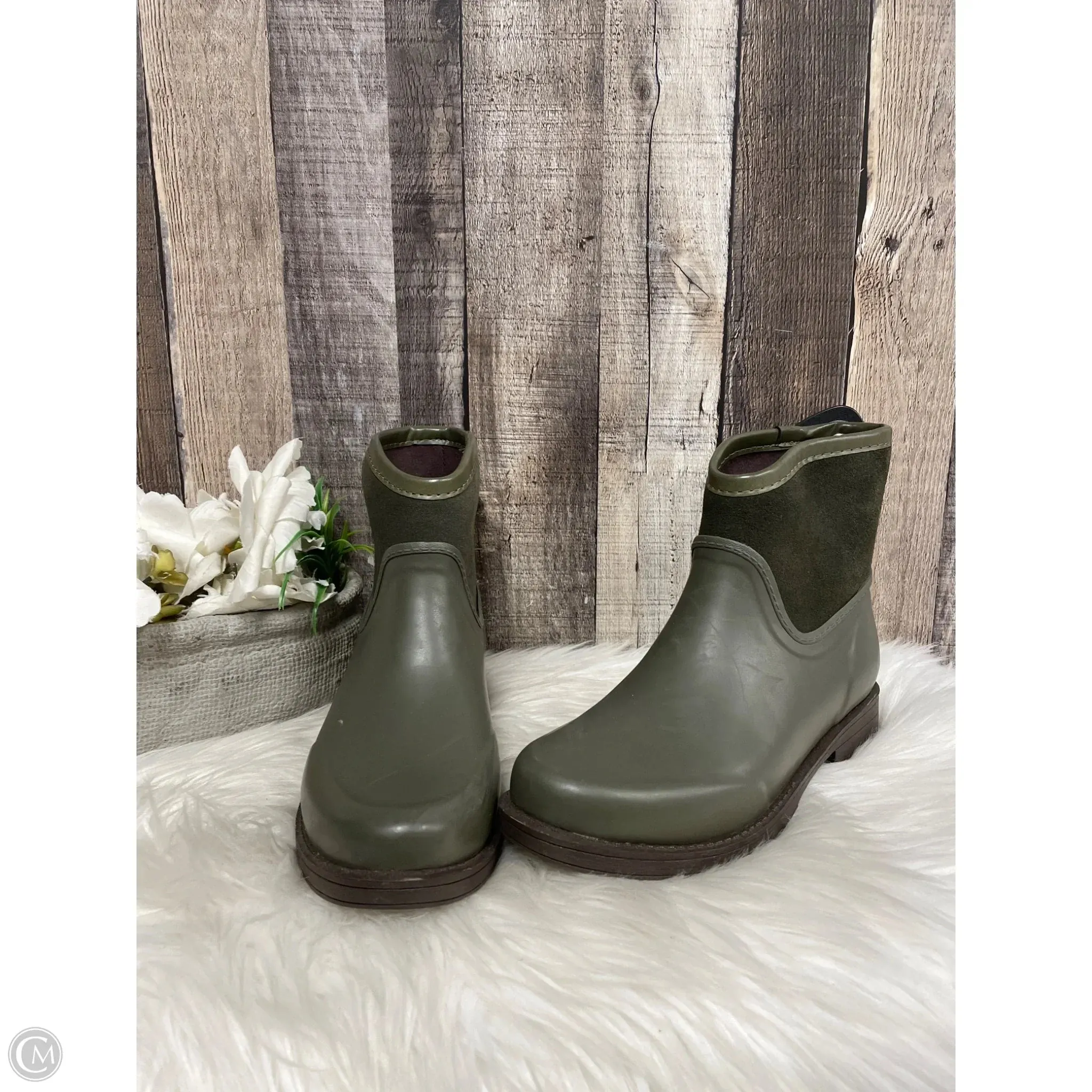 Boots Designer By Ugg In Green, Size: 6 Stretchable Upper