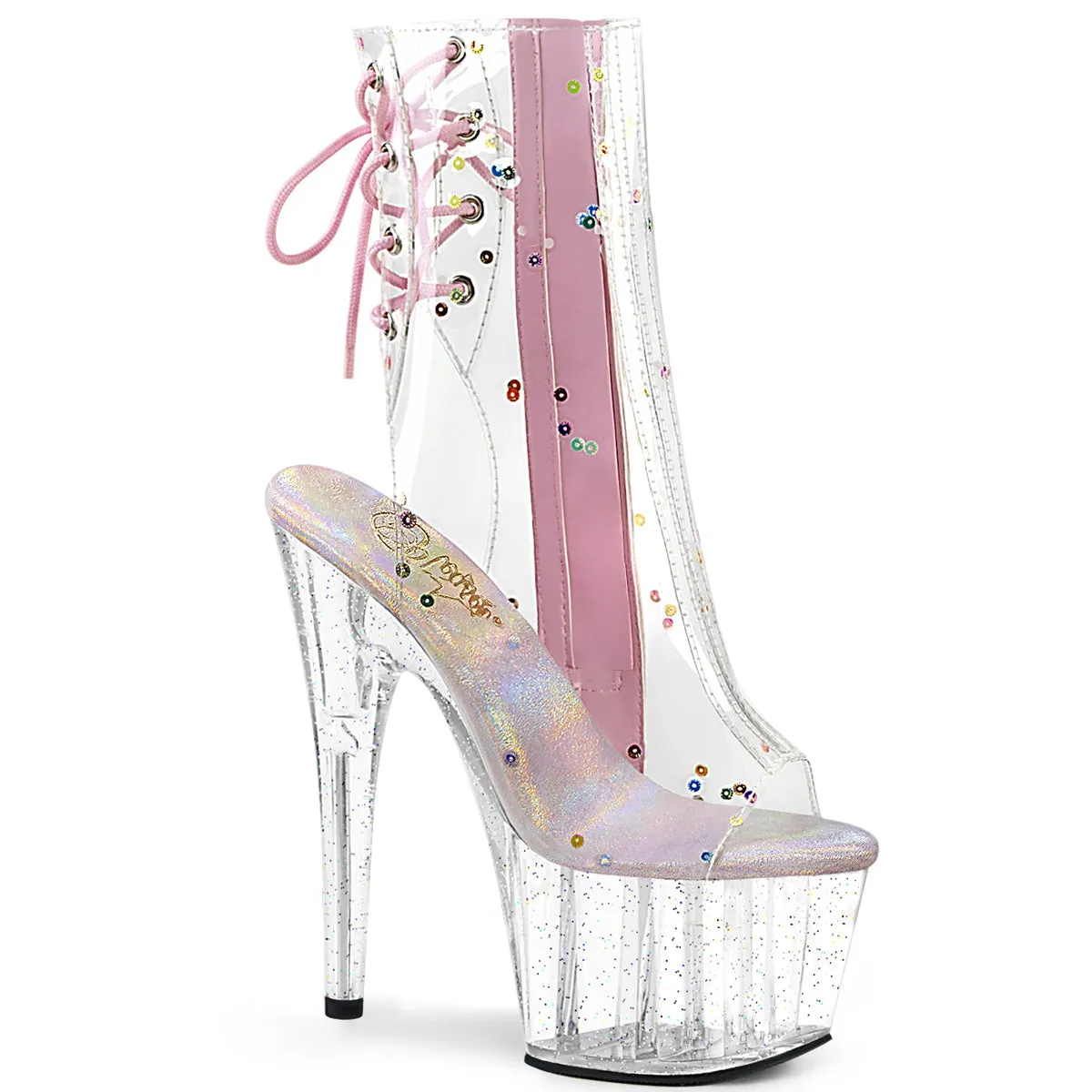Adore 1018C-2 Clear 7" Heel Platform Ankle Boots Direct