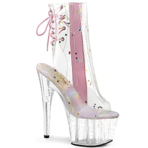 Adore 1018C-2 Clear 7" Heel Platform Ankle Boots Direct