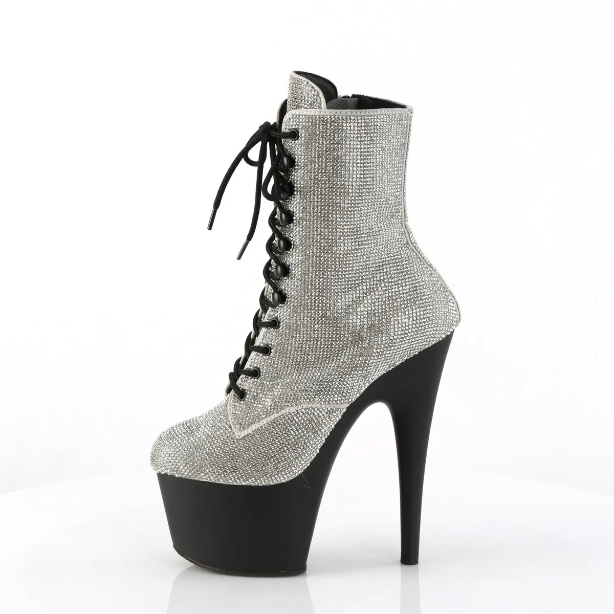 ADORE-1020RS Pleaser Silver/Black Matte Sexy Platform Shoes (Pole Dancing Heels)