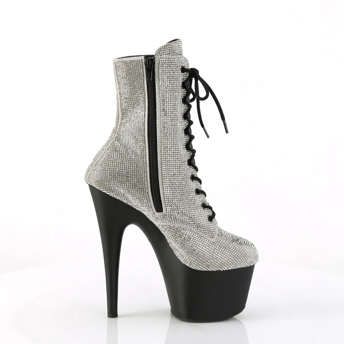 ADORE-1020RS Pleaser Silver/Black Matte Sexy Platform Shoes (Pole Dancing Heels)