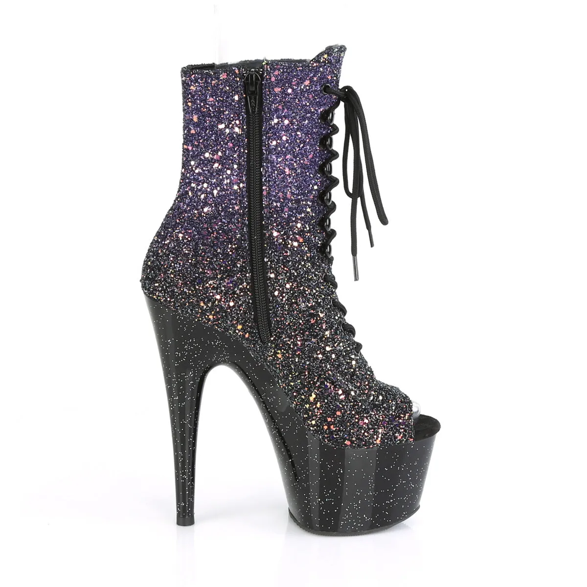 ADORE-1021OMBG Pleaser Purple Multi Glitter/Black Sexy Platform Shoes (Pole Dancing Heels)