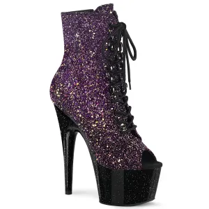 ADORE-1021OMBG Pleaser Purple Multi Glitter/Black Sexy Platform Shoes (Pole Dancing Heels)