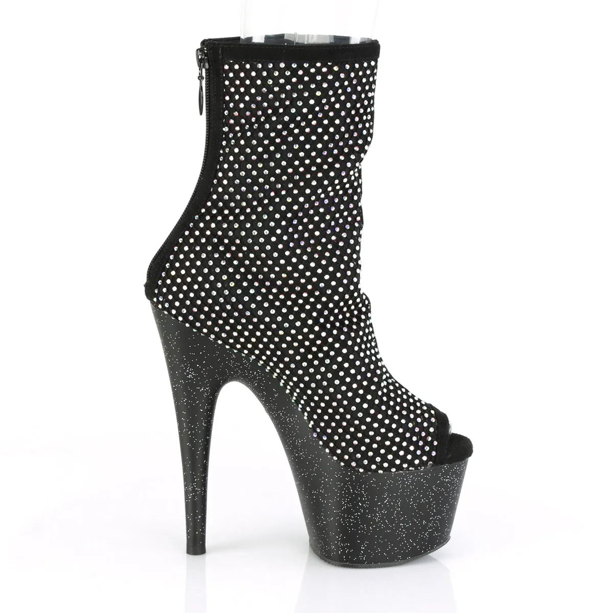 ADORE-1031GM Pleaser Black Fabric Sexy Platform Shoes (Pole Dancing Heels)