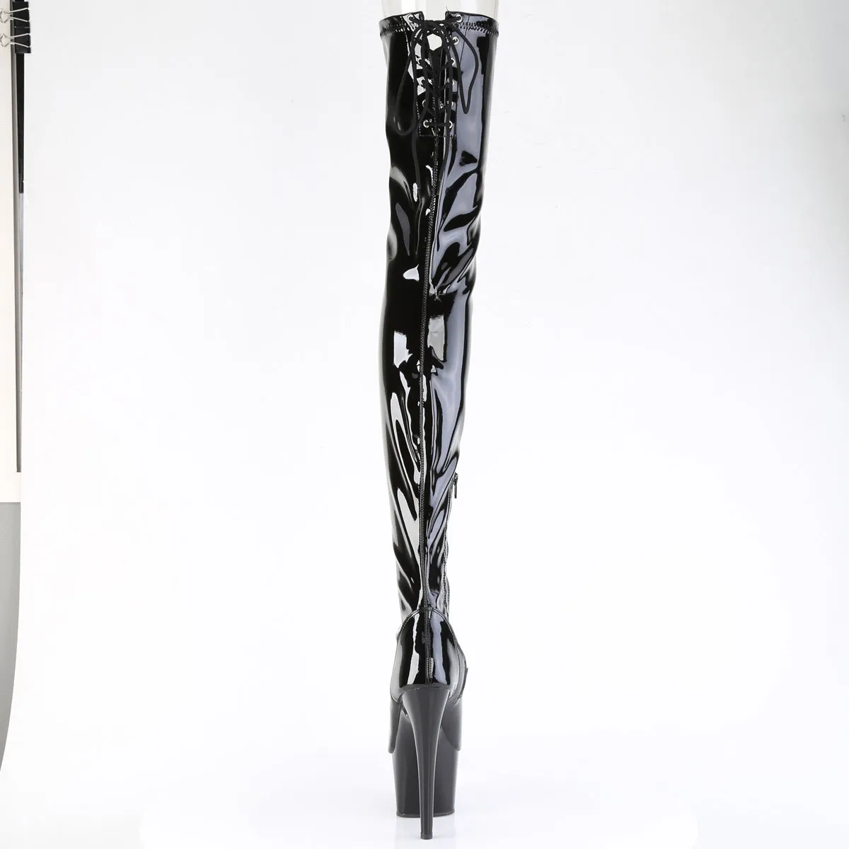 ADORE-4011 Pleaser Black Patent Fetish Crotch High Length Boots