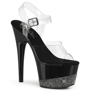 ADORE-708-3 Pleaser Clear/Black Sexy Platform Shoes (Pole Dancing Heels)