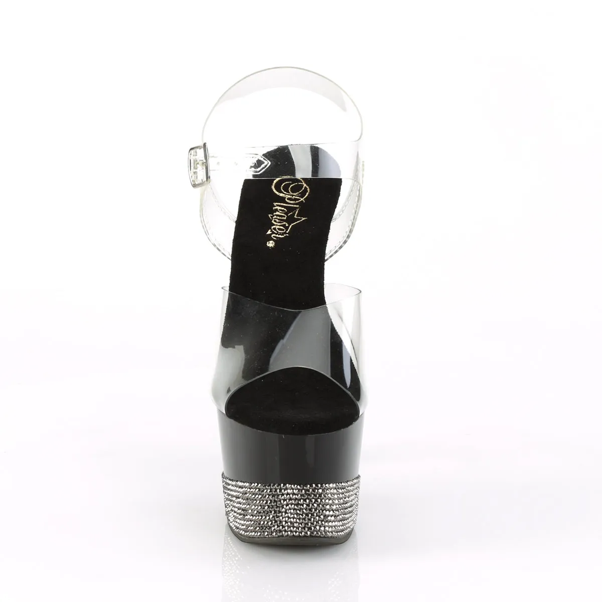 ADORE-708-3 Pleaser Clear/Black Sexy Platform Shoes (Pole Dancing Heels)