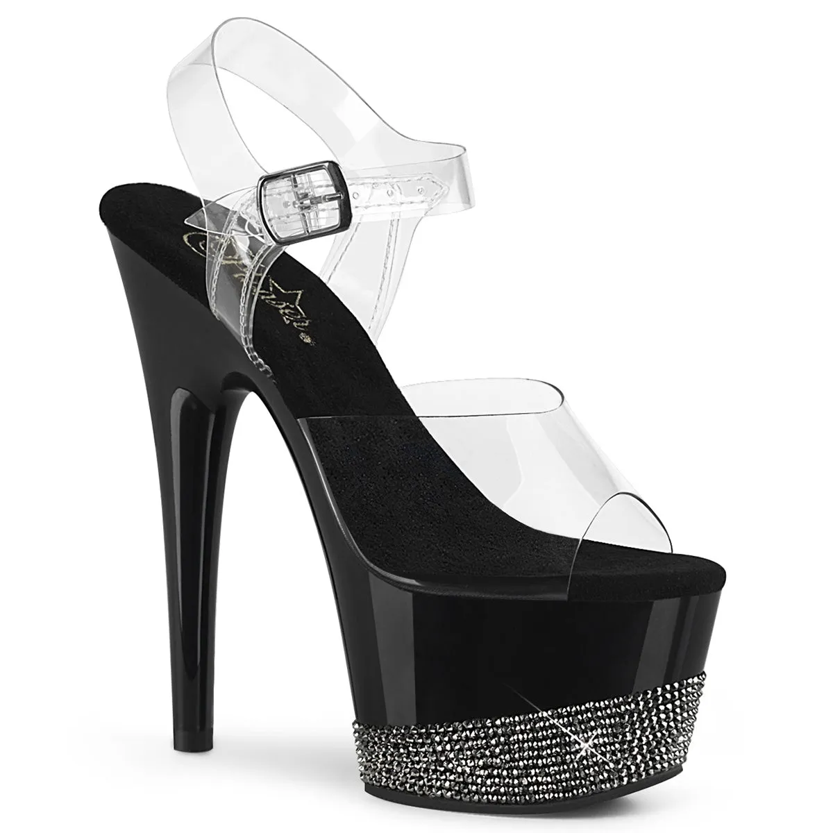 ADORE-708-3 Pleaser Clear/Black Sexy Platform Shoes (Pole Dancing Heels)