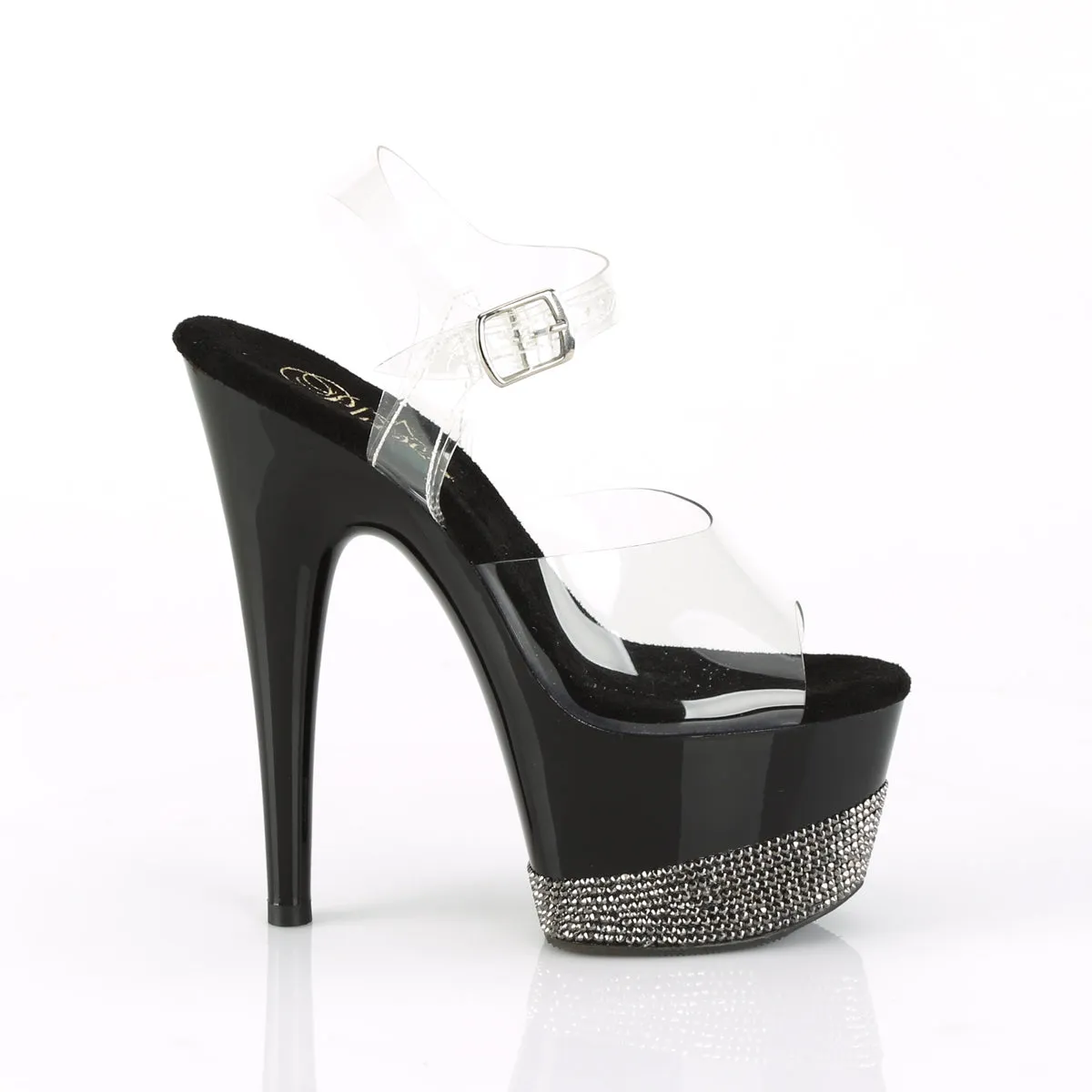 ADORE-708-3 Pleaser Clear/Black Sexy Platform Shoes (Pole Dancing Heels)