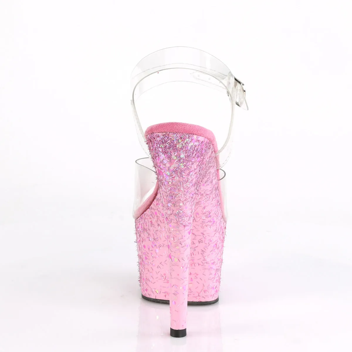 ADORE-708CF Pleaser Clear/Pink Confetti Sexy Platform Shoes (Pole Dancing Heels)