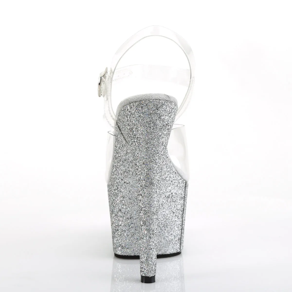 ADORE-708HMG Pleaser Clear/Silver Multi Glitter Sexy Platform Shoes (Pole Dancing Heels)