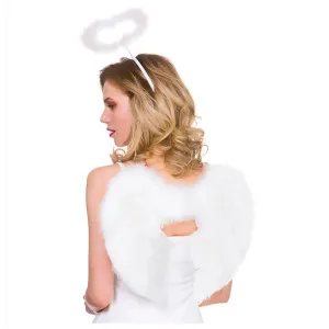 Adults Feather Angel Wings & Halo Devil Fancy Dress