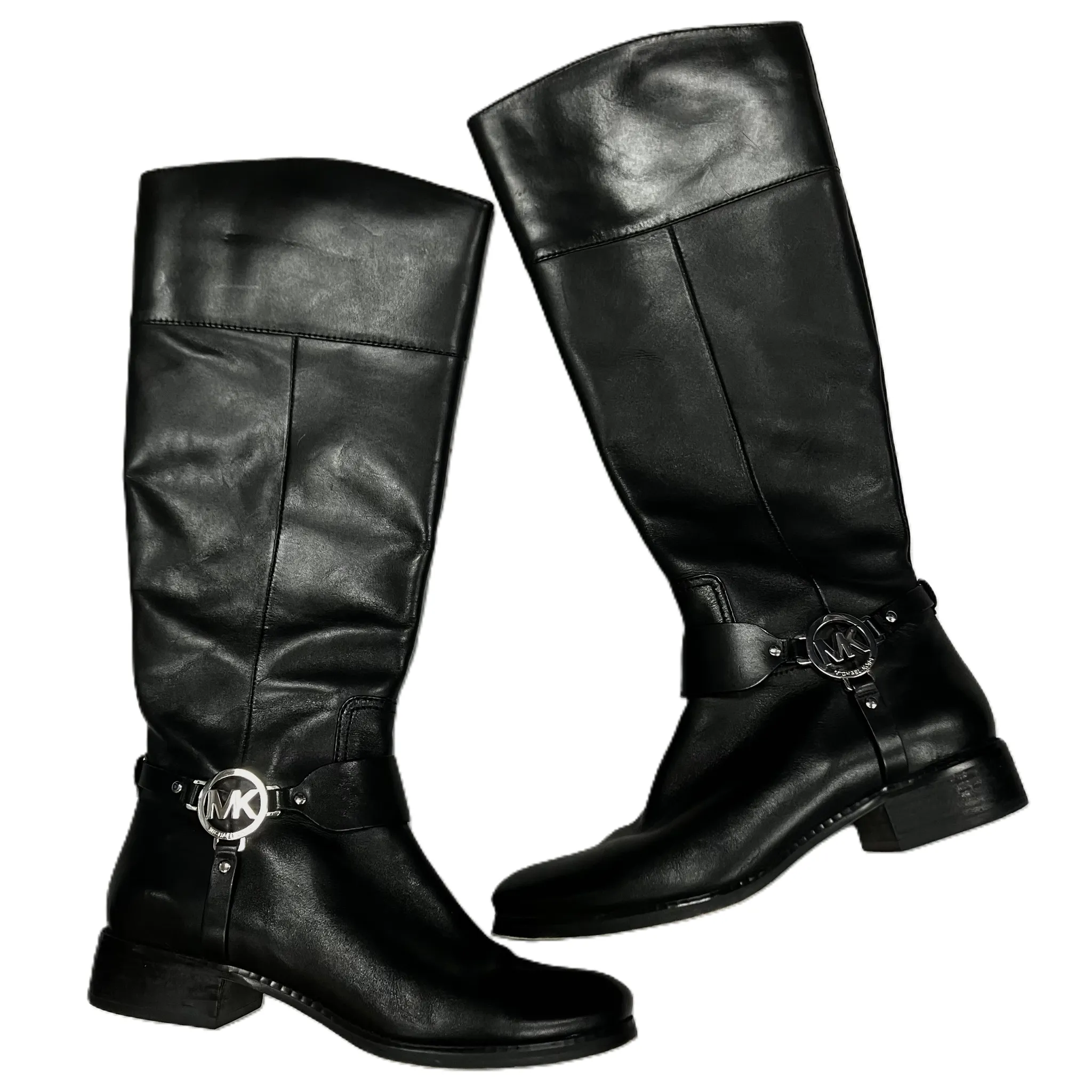 Summer cool Leather Upper Boots Designer By Michael Kors In Black, Size: 9.5