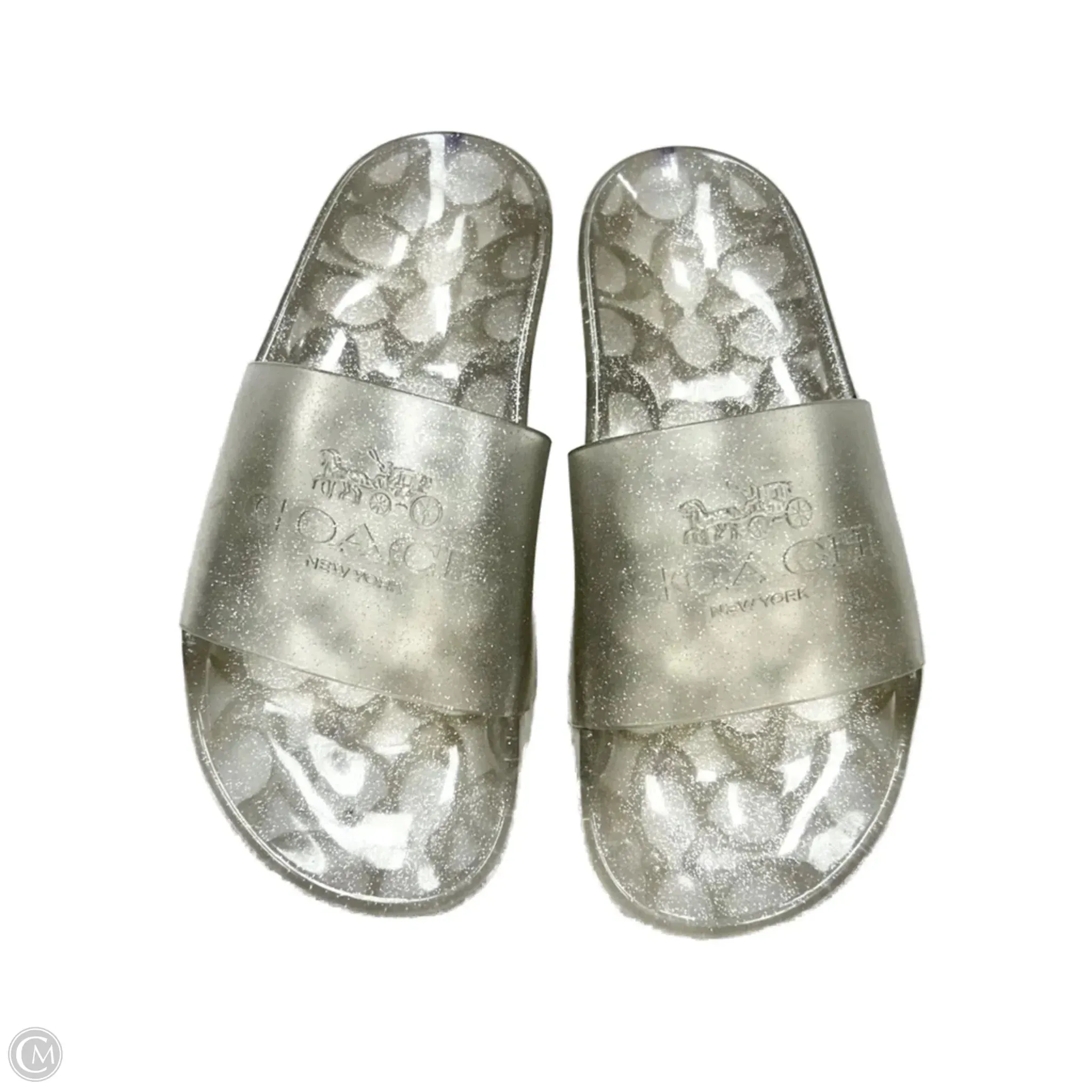 Contoured Arch Bridge Heat Mode Sandals Designer By Coach In Silver, Size: 5